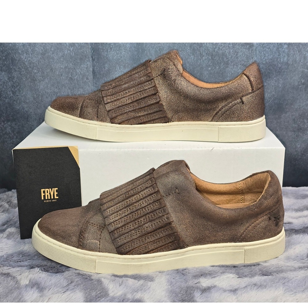 NEW Frye Ivy Gore Low Slip On Brown Suede with elastic strap Womens 8.5